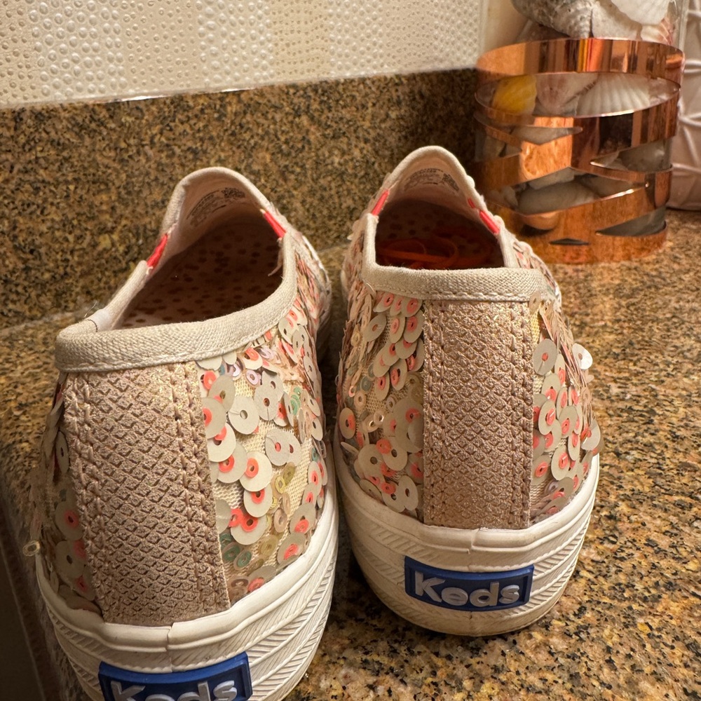 Keds Oh Joy Cream and Red Flats with Comfort Sole - Picture 4 of 6